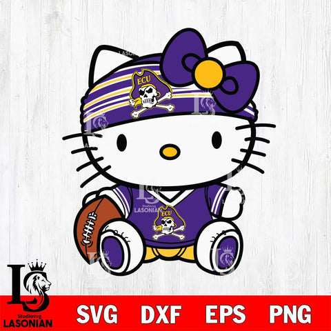 East Carolina Pirates Cute Hello Kitty Football 12 Svg Eps Dxf Png File, NCAA svg, Digital Download, Instant Download