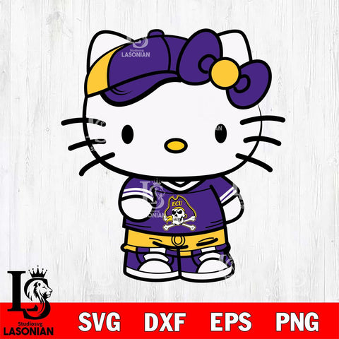 East Carolina Pirates Cute Hello Kitty Football 2 Svg Eps Dxf Png File, NCAA svg, Digital Download, Instant Download