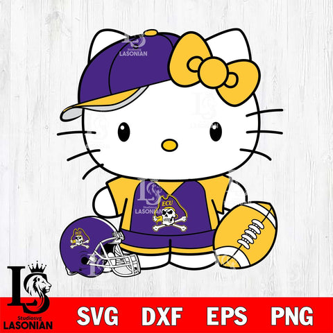 East Carolina Pirates Cute Hello Kitty Football 4 Svg Eps Dxf Png File, NCAA svg, Digital Download, Instant Download