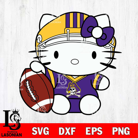 East Carolina Pirates Cute Hello Kitty Football 5 Svg Eps Dxf Png File, NCAA svg, Digital Download, Instant Download