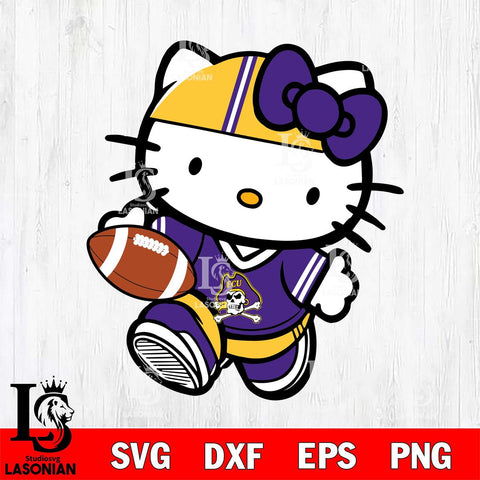 East Carolina Pirates Cute Hello Kitty Football 9 Svg Eps Dxf Png File, NCAA svg, Digital Download, Instant Download