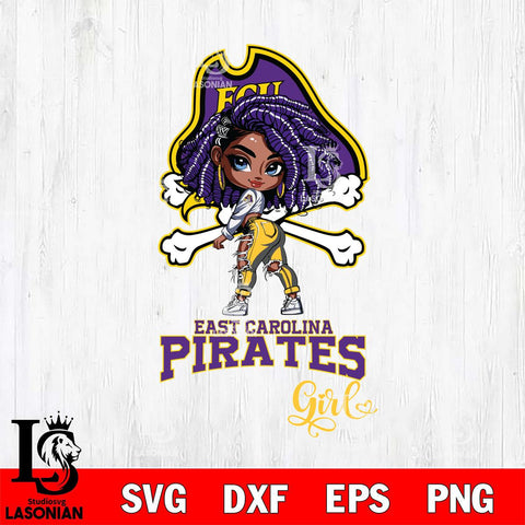 East Carolina Pirates Fan Girl Svg Eps Dxf Png File, Digital Download, Instant Download