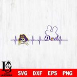 East Carolina Pirates Father Heart Beat Svg Eps Dxf Png File, Digital Download, Instant Download