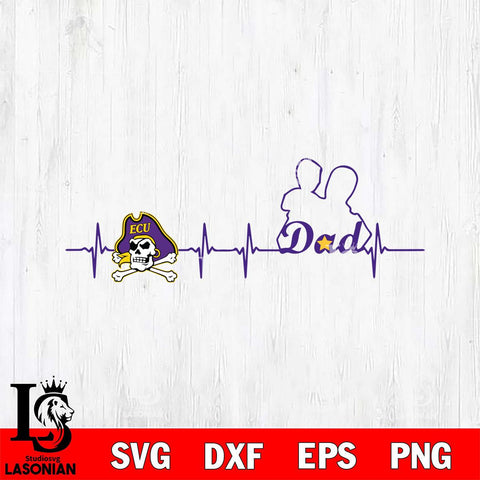 East Carolina Pirates Father Heart Beat Svg Eps Dxf Png File, Digital Download, Instant Download