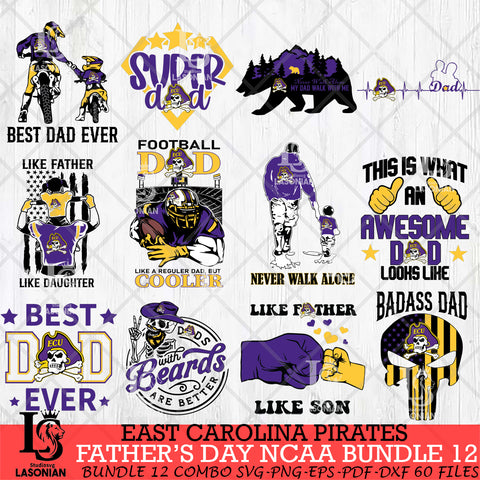 East Carolina Pirates Fathers Day NCAA Bundle 12 Svg Eps Dxf Png File, Digital Download, Instant Download