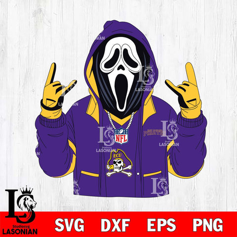 East Carolina Pirates Ghostface Scream Football Halloween Svg Eps Dxf Png File, NCAA svg, Digital Download, Instant Download