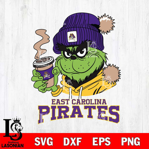 East Carolina Pirates Grinch Cofffe Hoodie Cut Files Cricut, Svg Dxf Eps Png file, Digital download , Silhouette