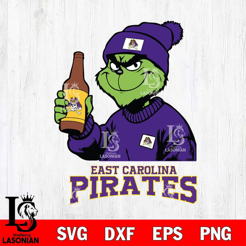 East Carolina Pirates Grinch Drinking Beer Christmas Cut Files Cricut, Svg Dxf Eps Png file, Digital download , Silhouette