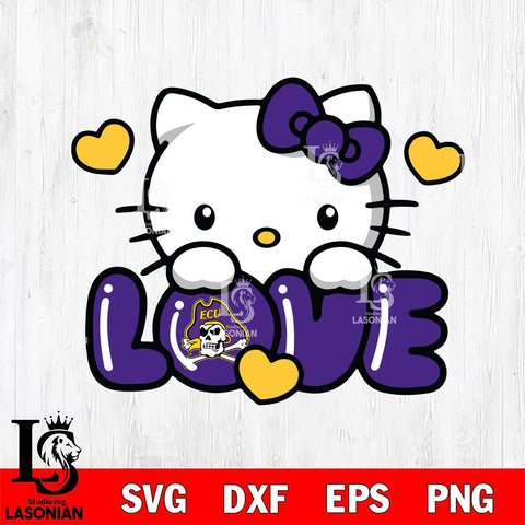 East Carolina Pirates Hello Kitty Love Svg Eps Dxf Png File, Digital Download, Instant Download