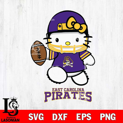 East Carolina Pirates Hello Kitty NCAA 4 Svg Eps Dxf Png File, Digital Download, Instant Download