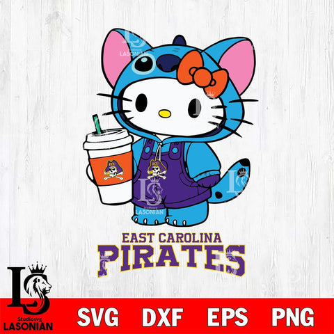 East Carolina Pirates Hello Kitty Stitch Svg Eps Dxf Png File, NCAA svg, Digital Download, Instant Download