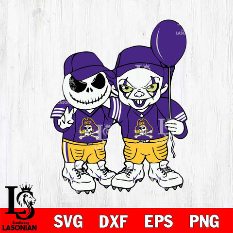 East Carolina Pirates Jack Skellington And Pennywise Football Svg Eps Dxf Png File, NCAA svg, Digital Download, Instant Download