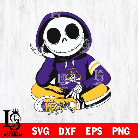 East Carolina Pirates Jack Skellington halloween Svg Eps Dxf Png File, NCAA svg, Digital Download, Instant Download