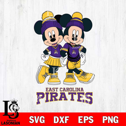 East Carolina Pirates Mickey And Minnie Mouse Football Svg Eps Dxf Png File, NCAA svg , File Cut , Digital Download , Instant Download, Cut Svg Files