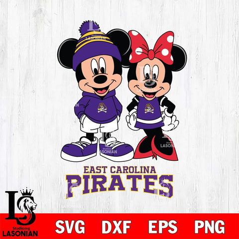 East Carolina Pirates Mickey Minnie Mouse Cute Football Svg Eps Dxf Png File, NCAA svg , File Cut , Digital Download , Instant Download, Cut Svg Files