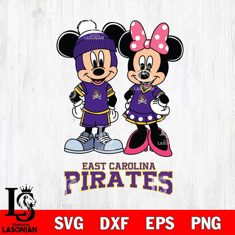 East Carolina Pirates Mickey Minnie Mouse Pink Svg Eps Dxf Png File, NCAA svg , File Cut , Digital Download , Instant Download, Cut Svg Files