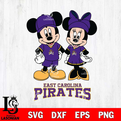 East Carolina Pirates Mickey Minnie Rugby Svg Eps Dxf Png File, NCAA svg , File Cut , Digital Download , Instant Download, Cut Svg Files