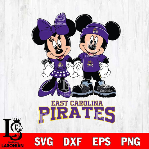 East Carolina Pirates Mickey Minnie Rugby ball Svg Eps Dxf Png File, NCAA svg , File Cut , Digital Download , Instant Download, Cut Svg Files