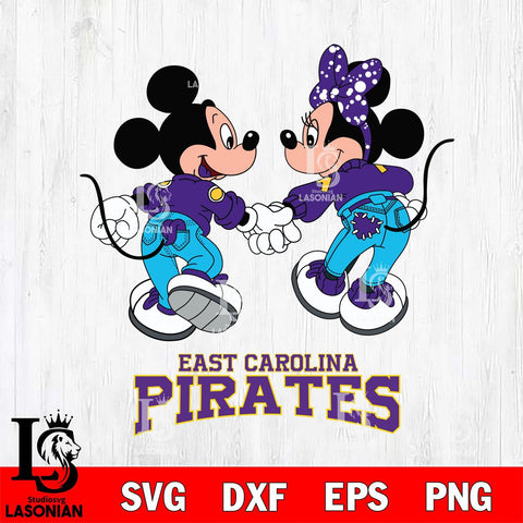 East Carolina Pirates Mickey Minnie Valentine Rugby Svg Eps Dxf Png File, Digital Download ,Instant Download, Cricut File