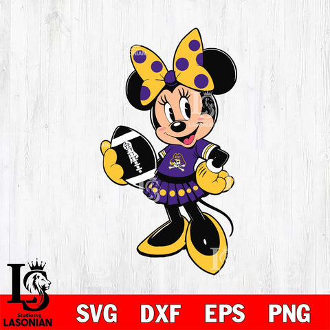 East Carolina Pirates Minnie Mouse Svg Eps Dxf Png File, NCAA svg, Digital Download, Instant Download