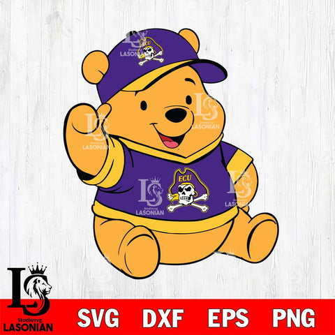 East Carolina Pirates Pooh Bear Svg Eps Dxf Png File, NCAA svg, Digital Download, Instant Download