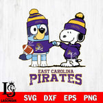 East Carolina Pirates Snoopy & Bluey Football Svg Eps Dxf Png File,NCAA Svg Files,Chill Guy svg ,Digital Download ,Instant Download, Cricut File