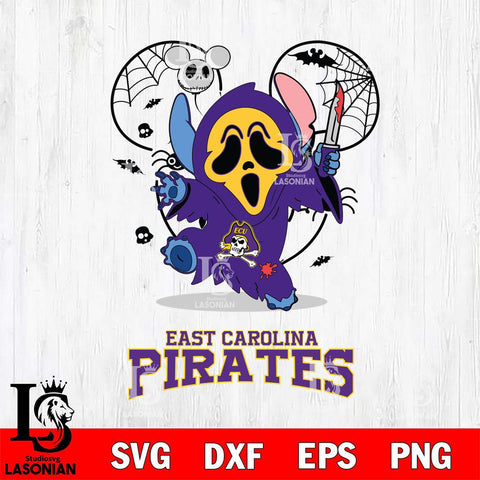 East Carolina Pirates Stitch Ghost Face Halloween 2 Svg Eps Dxf Png File, Digital Download, Instant Download