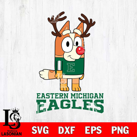 Eastern Michigan Eagles Bluey Chilli Christmas Deer Svg Eps Dxf Png File, Digital Download