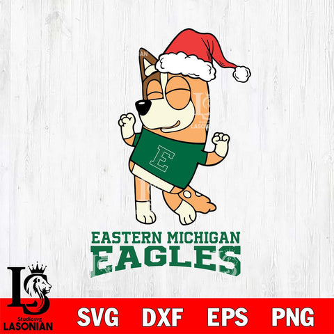 Eastern Michigan Eagles Bluey Chilli Happy Christmas Svg Eps Dxf Png File, Digital Download