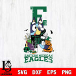 Eastern Michigan Eagles Bluey Halloween NCAA 2 Svg Eps Dxf Png File, Digital Download, Instant Download