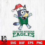 Eastern Michigan Eagles Bluey Happy Christmas Svg Eps Dxf Png File, Digital Download