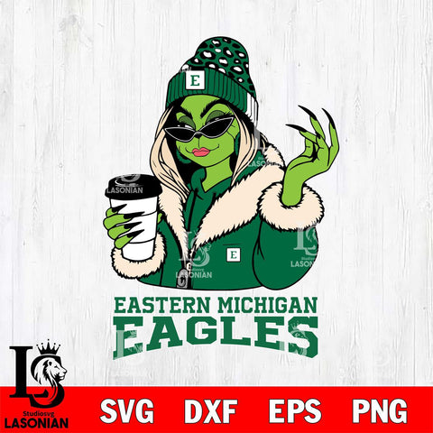 Eastern Michigan Eagles Boujee Grinch Girls Christmas Cut Files Cricut, Svg Dxf Eps Png file, Digital download , Silhouette