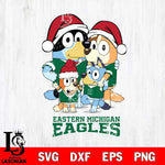 Eastern Michigan Eagles Christmas Bluey Family Sport Cut Files,Bluey Cricut,Christmas Svg , Bluey svg , Digital Download, dxf eps png pdf file