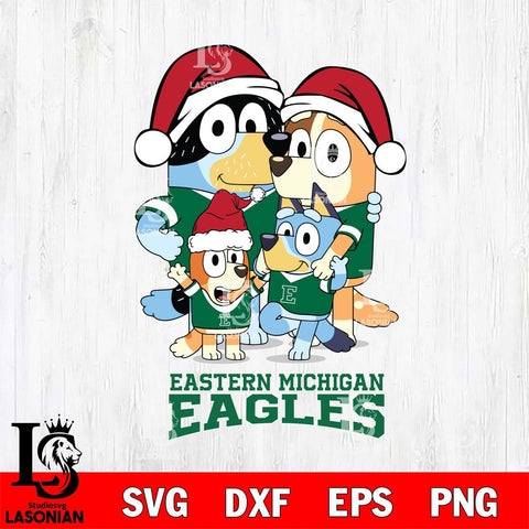 Eastern Michigan Eagles Christmas Bluey Family Sport Cut Files,Bluey Cricut,Christmas Svg , Bluey svg , Digital Download, dxf eps png pdf file