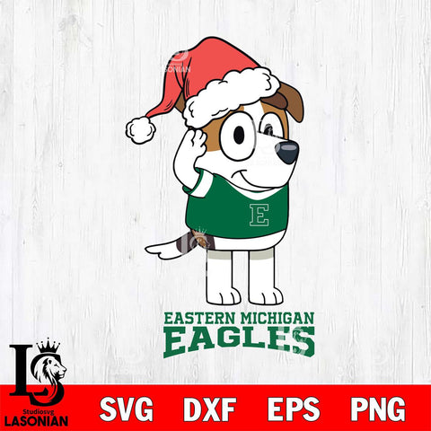 Eastern Michigan Eagles Christmas Bluey Jack Sport Cut Files,Bluey Cricut,Christmas Svg , Bluey svg , Digital Download, dxf eps png pdf file