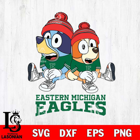 Eastern Michigan Eagles Christmas Bluey & Bingo Sit Cut Files,Bluey Cricut,Christmas Svg , Bluey svg , Digital Download, dxf eps png pdf file