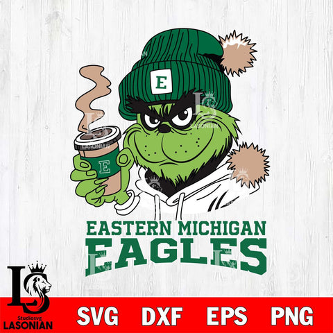 Eastern Michigan Eagles Grinch Cofffe Hoodie Cut Files Cricut, Svg Dxf Eps Png file, Digital download , Silhouette