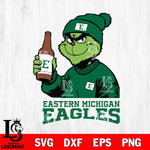 Eastern Michigan Eagles Grinch Drinking Beer Christmas Cut Files Cricut, Svg Dxf Eps Png file, Digital download , Silhouette