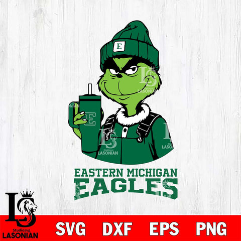 Eastern Michigan Eagles Grinch Football Christmas Cut Files Cricut, Svg Dxf Eps Png file, Digital download , Silhouette