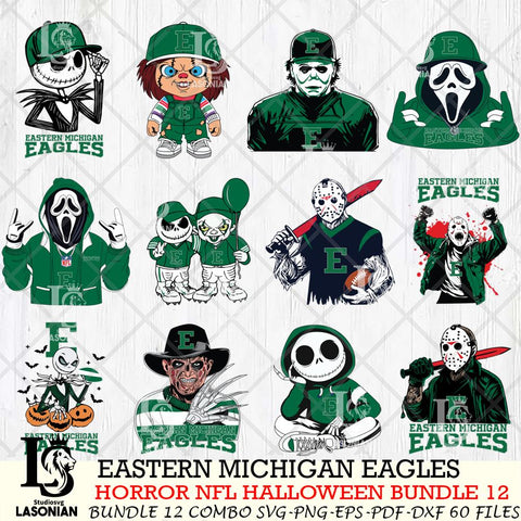 Eastern Michigan Eagles Halloween Bundle 12 SVG Svg Eps Dxf Png File, NCAA bundle svg, Digital Download, Instant Download