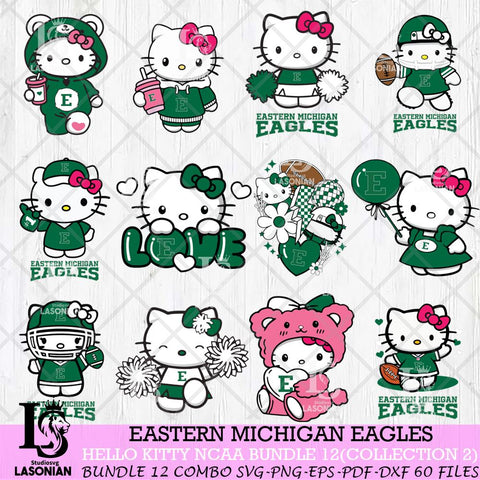 Eastern Michigan Eagles Hello Kitty Bundle 12 SVG Svg Eps Dxf Png File, Digital Download, Instant Download