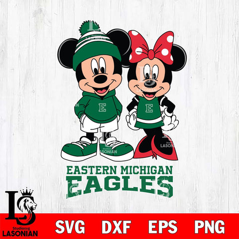 Eastern Michigan Eagles Mickey Minnie Mouse Cute Football Svg Eps Dxf Png File, NCAA svg , File Cut , Digital Download , Instant Download, Cut Svg Files