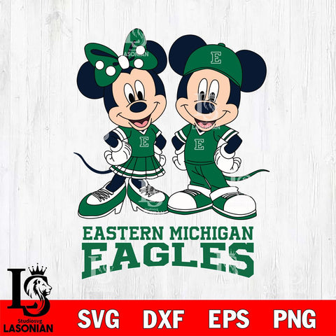 Eastern Michigan Eagles Mickey Minnie Mouse rugby ball Svg Eps Dxf Png File, NCAA svg , File Cut , Digital Download , Instant Download, Cut Svg Files