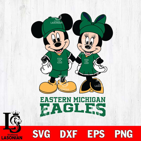 Eastern Michigan Eagles Mickey Minnie Rugby Svg Eps Dxf Png File, NCAA svg , File Cut , Digital Download , Instant Download, Cut Svg Files