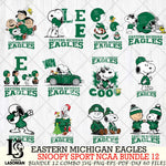 Eastern Michigan Eagles  Snoopy NCAA Bundle 12 SVG Svg Eps Dxf Png File, Digital Download