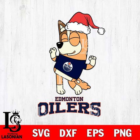 Edmonton Oilers Bluey Chilli Happy Christmas Svg Eps Dxf Png File, Digital Download