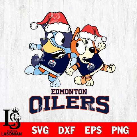 Edmonton Oilers Bluey Christmas Holiday Svg Eps Dxf Png File, Digital Download