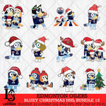 Edmonton Oilers Bluey Christmas NHL Bundle 12 Svg Eps Dxf Png File, Digital Download, Instant Download