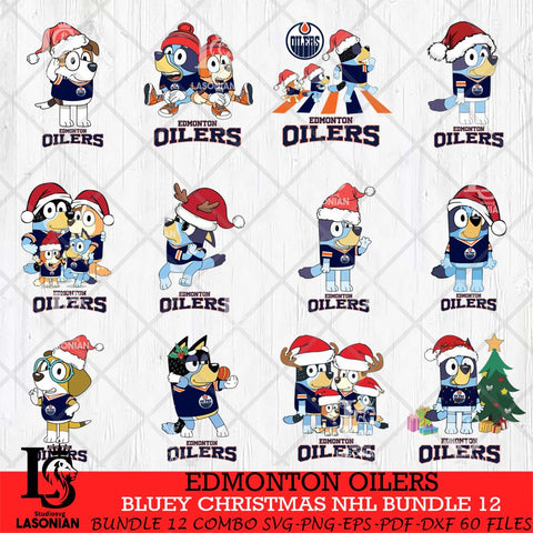 Edmonton Oilers Bluey Christmas NHL Bundle 12 Cricut , Christmas Svg , Bluey svg , Digital Download, dxf eps png pdf file