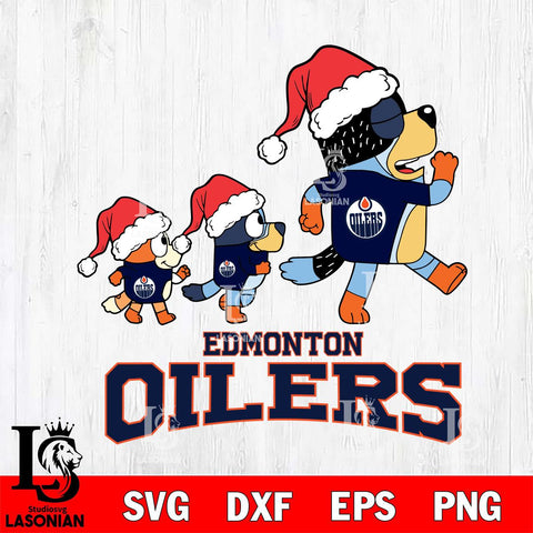 Edmonton Oilers Bluey Family Christmas Svg Eps Dxf Png File, Digital Download